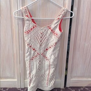 Free People White and Orange Bodycon Dress